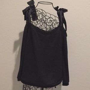 Women’s sweater black size large bow straps new